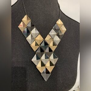 Geometric Gold and Silver Toned Necklace